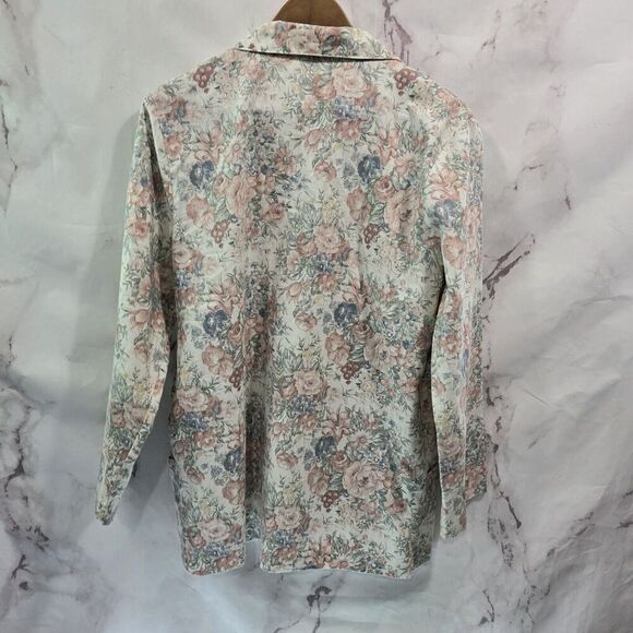 Vintage Blazer Womens 1X Pink Floral 1 Button Cottagecore Tea Garden 90s 80s - Picture 5 of 12